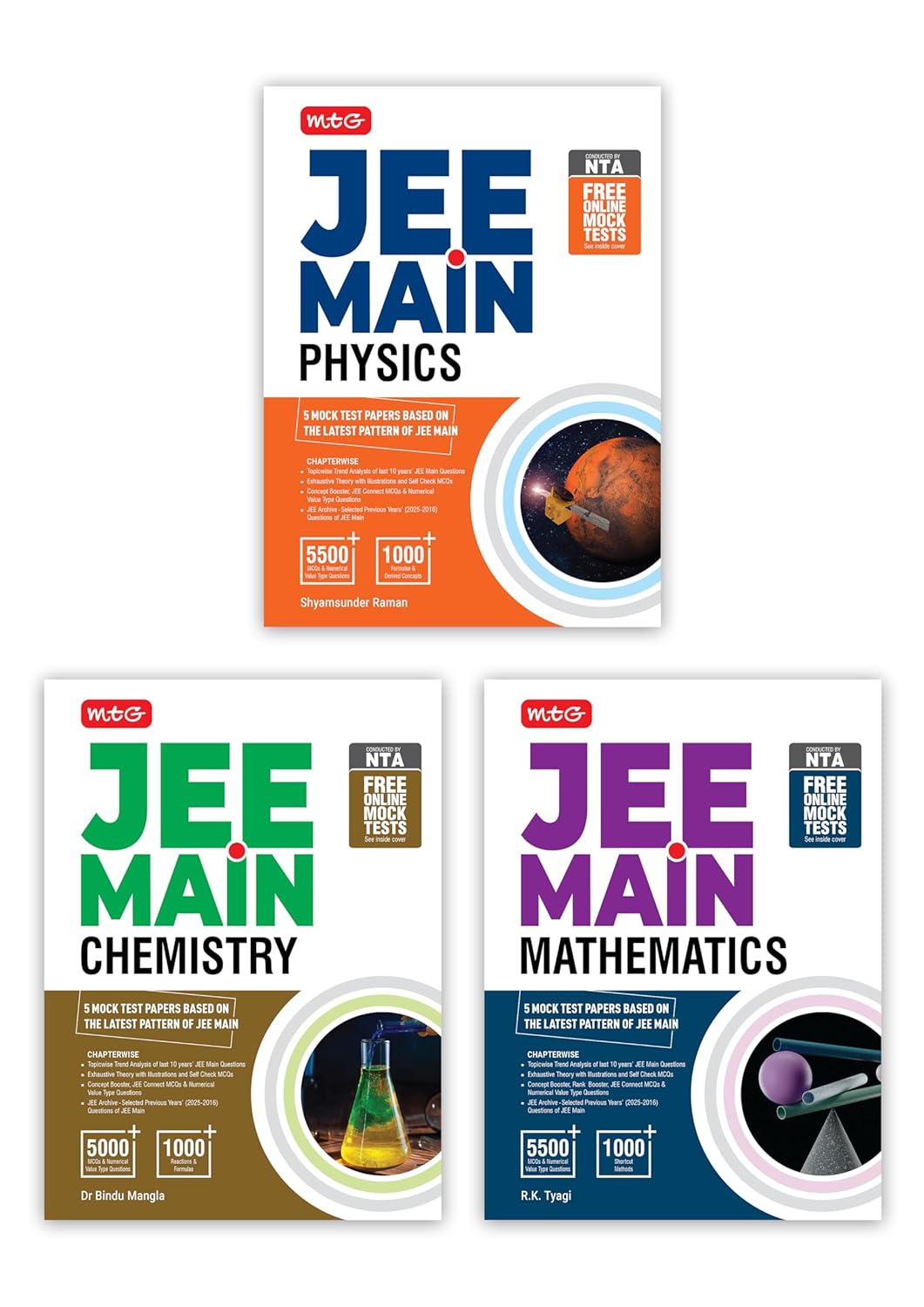 MTG JEE Main Physics, Chemistry, Mathematics Guide Book For 2026 Exam (Set of 3) | Chapterwise Theory with 10 Previous Year Solved Question Paper (PYQs), MCQs, Formulae & Free Online Mock Tests