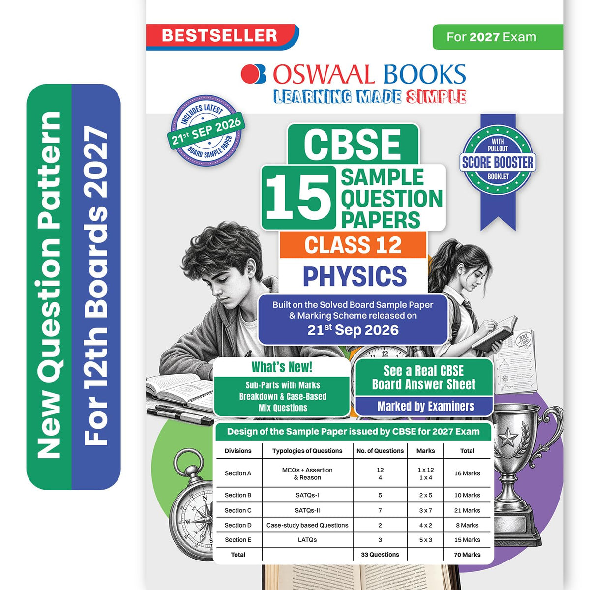 Oswaal Sample Paper Class 12 Physics for CBSE 2026-27 Board Exams based on latest CBSE SQP dated (21 Sep 2026) | New Questions Typologies